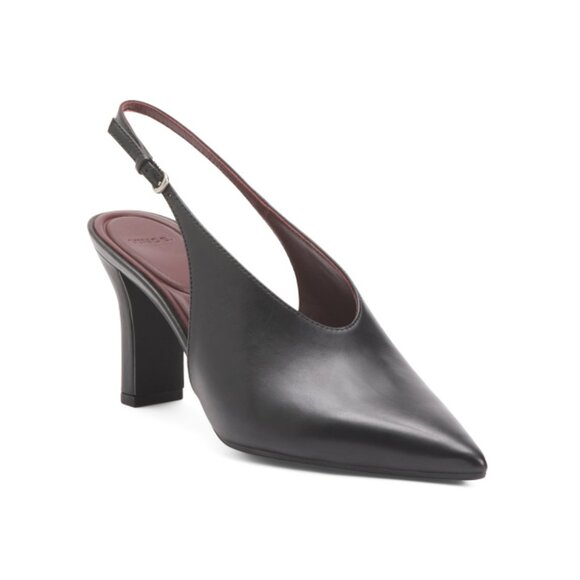 VINCE Black Leather Devi Slingback Heels - Picture 1 of 2